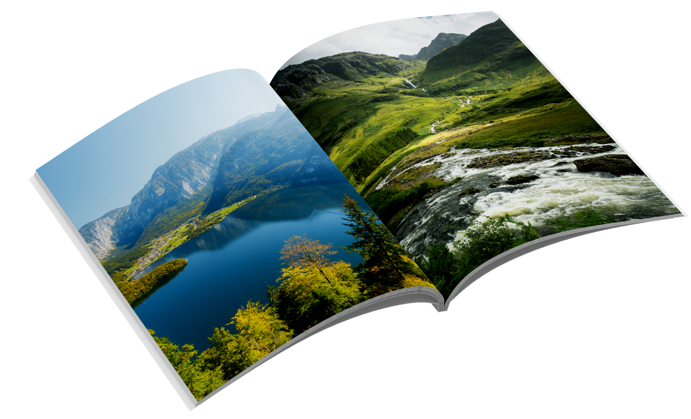 Открытая книга с видами природы